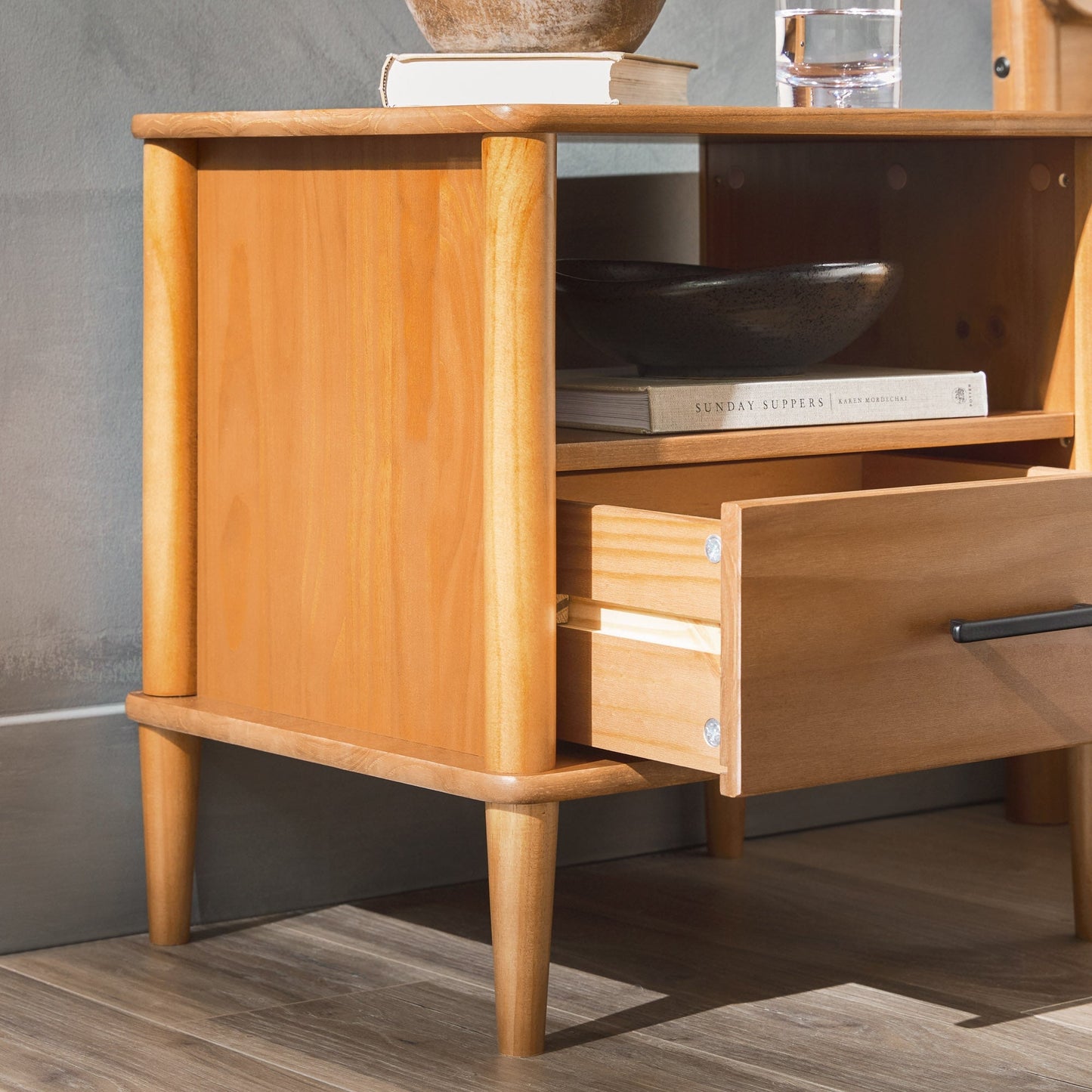 Walker Edison Spindle Transitional 1-Drawer Nightstand